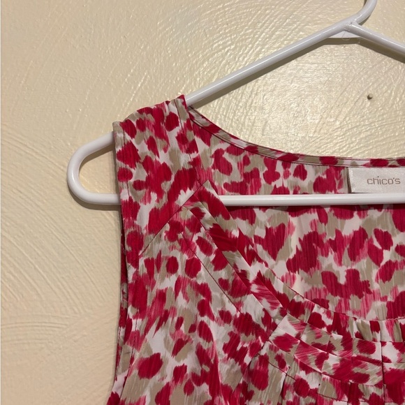 Chico's Vibrant Pink and Cream Sleeveless Blouse - Picture 6 of 8